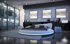Komplettbett Designerbett Bett MEZZO Matratze Lederbett Doppelbett LED Ehebett