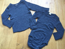 2 Teile: Langarmshirt + Body beide 100% Wolle von H&M Strickshirt Strickbody NEU