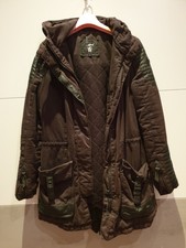 Damenparka Tigha in Größe M Schwarz mit Ledereinsätzen