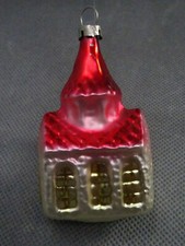 Weihnachtsschmuck Christbaumschmuck Kirche Rot Silber Kugel Church Glas Lauscha