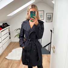 Zara schwarzer Gürtel Baumwolle Trenchcoat Herbst Wintermantel Jacke klein