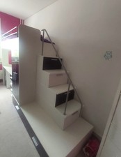 hochbett mit schreibtisch und schrank