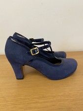 Clarks Artisan Chorus Tempo blaue Wildleder-Absätze Größe 4,5 D T Barschnalle Hofschuhe