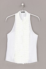 SISLEY Blusentop Bluse Top Biesen  im Smoking-Stil XS weiß
