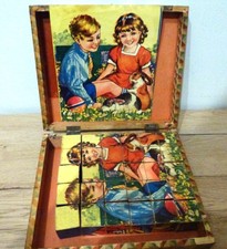 sehr altes Kinder - Holzpuzzle mit 6 schönen verschiedenen Motiven 30/40ziger