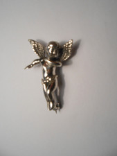 925 Echtsilber Anstecknadel Engel Schutzengel Silberengel Brosche Flügel Putto