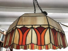 Tiffany Decken-Lampe, beige-orange-rot, nur Abholung in Berlin
