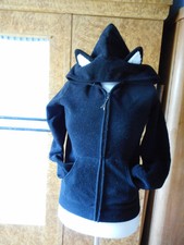 Emily the Strange Strickjacke, Jacke, Hoodie, Gr. S, Schwarz, mit Katzenohren