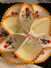 Vintage Portugiesischer Hahn Souvenir Leinen Croissant/Bagel/Brot-Korb "Kee