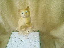 Katze Deko Figur Garten Blumenstecker Blumentopf Bast