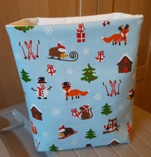 Utensilo * selbst genäht * Handmade * blau mit Schneemann Fuchs Winter