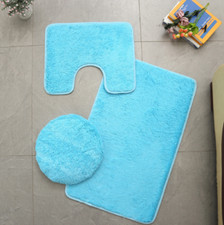 3 Teilig WC Badgarnitur Badezimmer Matte Set Dusch Bade Matte Vorleger Teppich