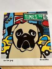 Tolles Mops-Bild Marc Tetro New York, 20,5x18,5 cm, in New York gekauft