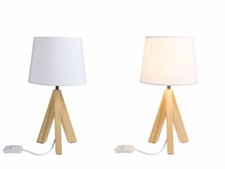 Tischlampe Holzfuß Tischleuchte Lampe Holz Nachttischlampe Fensterbank Deko