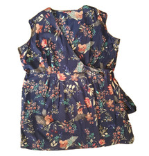 Joe Browns Tunika Oberteil mit Kunstwickel V-Ausschnitt, ärmellos, marineblau Blumenmuster Gr. 28