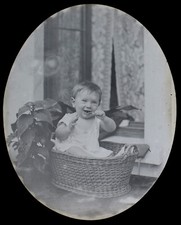 DEUTSCHLAND 1896 ELBERFELD BABY IM KORB FOTO Zauberlaterne Rutsche WUPPERTAL