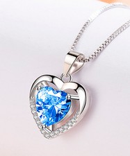 Halskette mit Anhänger Herz 925 Sterlingsilber Zirkonia Strass Damen Geschenke