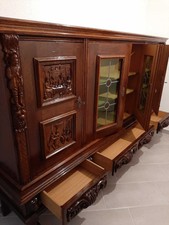 ALTER ! Schrank Eiche Echtholz Glaselementen Wohnzimmerschrank Retro SEHR SCHWER