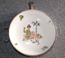 Kinder Warmhalteteller Porzellan Metall  50er Jahr Vintage