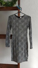 H&m Damen Mini Bodycon Kleid mit silber Glitzer Muster UK Größe 10