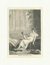 Am Morgen Mutter Säugling Baby Kleinkind Engel Cassioli Bett Holzstich E 2645