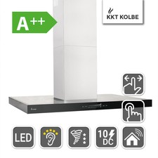 KKT Kolbe 2. Wahl Inselhaube Dunstabzugshaube 90cm Edelstahl schwarzes Glas WLAN