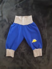 Babypumphose, Junge, Gr. 62, Blau mit Dinoaufdruck, Handmade