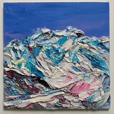 Ölbild Gemälde Ölgemälde Wandbild 20x20cm Bild Oil Painting Alpen handgemalt