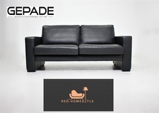 Gepade Designer Sofa Zweisitzer Leder Schwarz Couch Wohnen Stil Modern Sitz