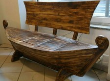 Auflage Polster für Bootsbank Bootsbank Gartenbank Olivenform ca. 195 x 59 cm