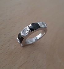 Tchibo Ring Silber 925 Schwarz /Weiß Zirkonia Gr.15/16 