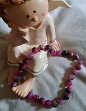 Tolle Kette, kurze Halskette, geknotet, pink/grau, ca. 46cm mit Magnetverschluss