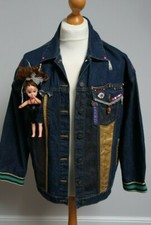 Festival Rave hirnrissig Jeansjacke NEU passte handbemalt Yin-Yang Burning Man