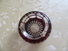 schöner Glas-Aschenbecher Ascher Glas rot-weiss mit  Muster