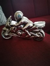 Deko Motorradfahrer silber