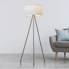 Steh Lampe skandinavisch Dreibein Schweden Stil Stoffschirm creme weiß ST51 TOP