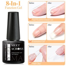 MEET ACROSS Multifunktion 8-in-1 Nagelkleber Gel UV LED Verlängerung Nagel Gel