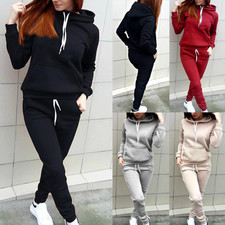 Damen Fleece Trainingsanzug Sportanzug Kapuze Pullover Hoodie Hose Jogginganzug