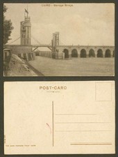 Ägypten alte Postkarte Kairo Staudammbrücke, Flussszene Flagge auf Turm Wasserdamm 597