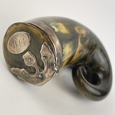 Feine schottischen Antik 19th Jahrhundert georgischen Silber montiert Horn Snuff mull