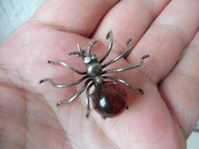 schöne ,alte Brosche ( Anstecknadel ), Spinne , 835 Silber mit Bernsteinen 