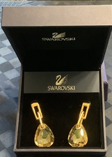 traumhafte Original Swarovski Ohrringe m. OVP,Gold m.honig-gelbem Tropfen w.neu