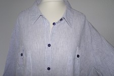 ULLA POPKEN Leinen Bluse Hemdbluse Blau/Weiß mit Streifen Gr. 54/56