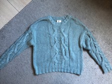 H&M DIVIDED pullover strick strickpullover pulli gr 36 S petrol blau  Graublau