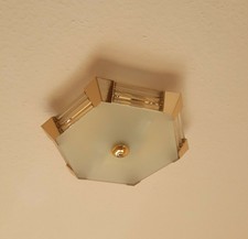 Edle Deckenlampe 6-eckig Honsel 29732  mit mattiertem Glas / Gold