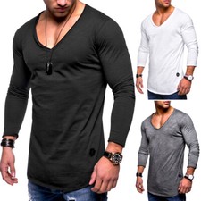 Herren Longsleeve Polo T-Shirt Pullover Sweatshirt Langarm-Shirt V-Neck NEU