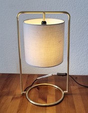 TOP MAISONS DU MONDE Lampe Nachttischlampe gold grauer Lampenschirm