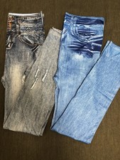 2xDamen Leggins Slim Jeggins Jeans Jeansoptik Dehnbund  Gr. XXL-3XL