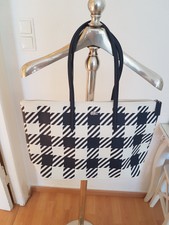 Lacoste Shopper Weiß mit blauen Karos Kunstleder 