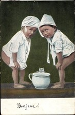 Ak Zwei Kinder mit Nachttopf - 3410166